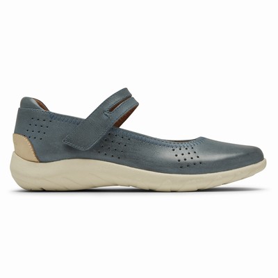Rockport Cobb Hill Amalie Double-Strap Mary Jane Flache Schuhe Damen Türkis AHV-549768